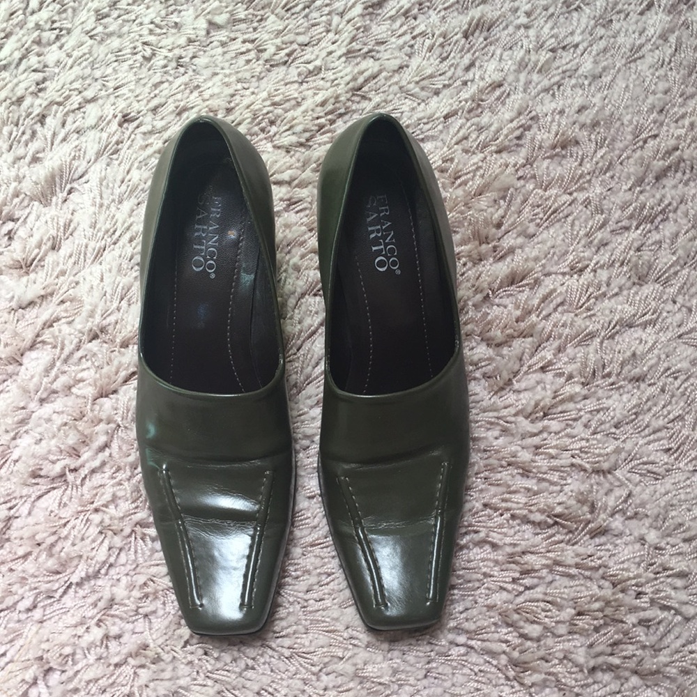 Olive Green Leather Heels